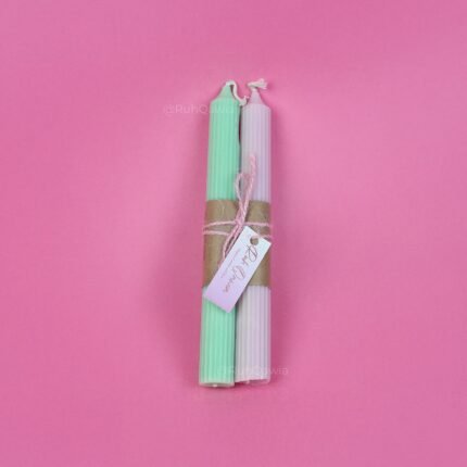 Crinkle Cylinder Taper Candles - set of 2