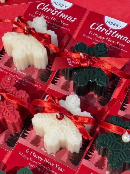 Snowflake Candle with Christmas Card for party return gift