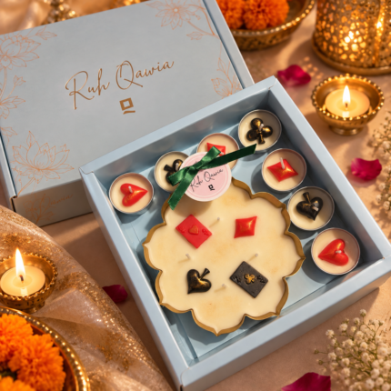 Buy Deck of card inspired Urli and T-light Candle hamper